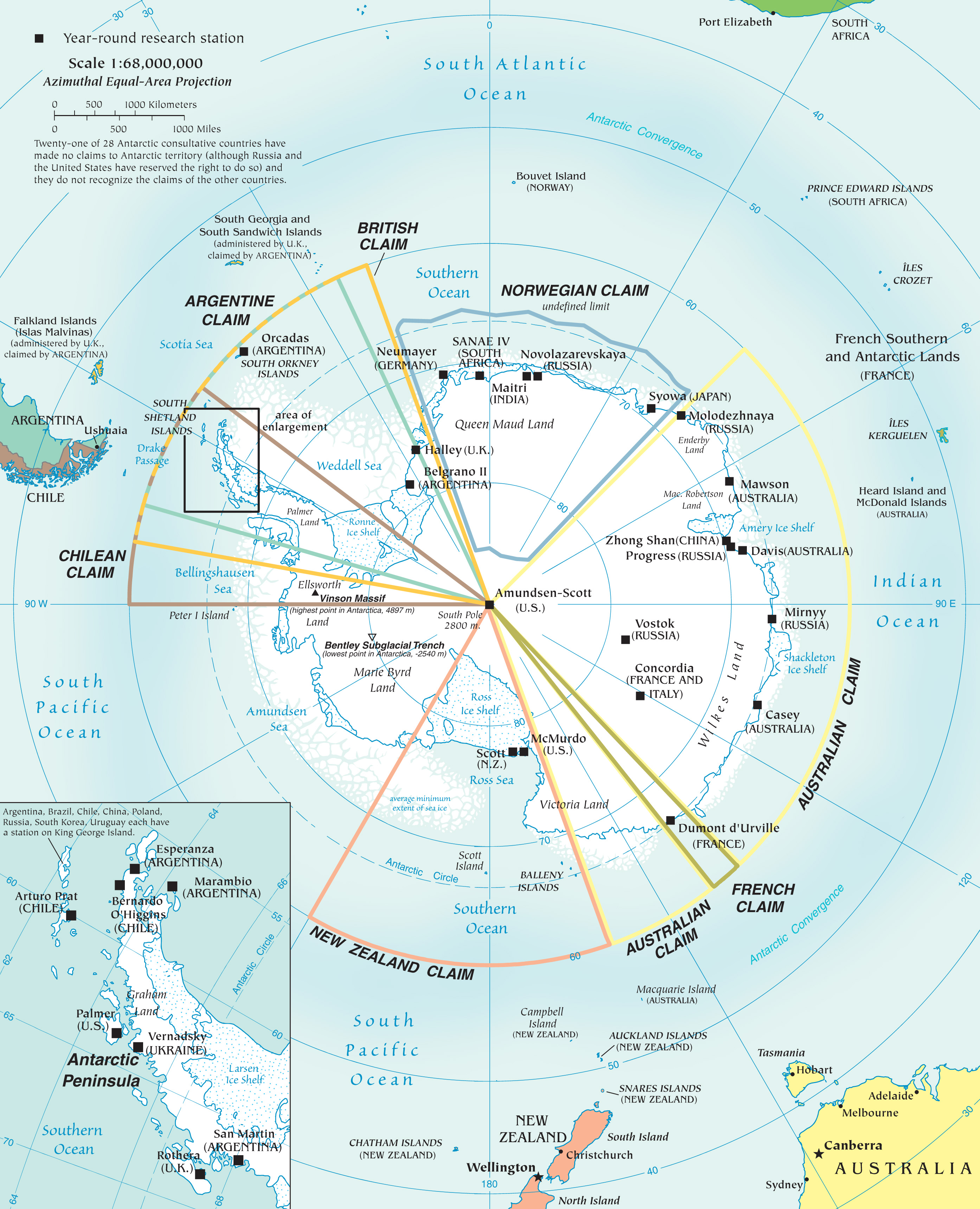 Map of Antarctic claims
